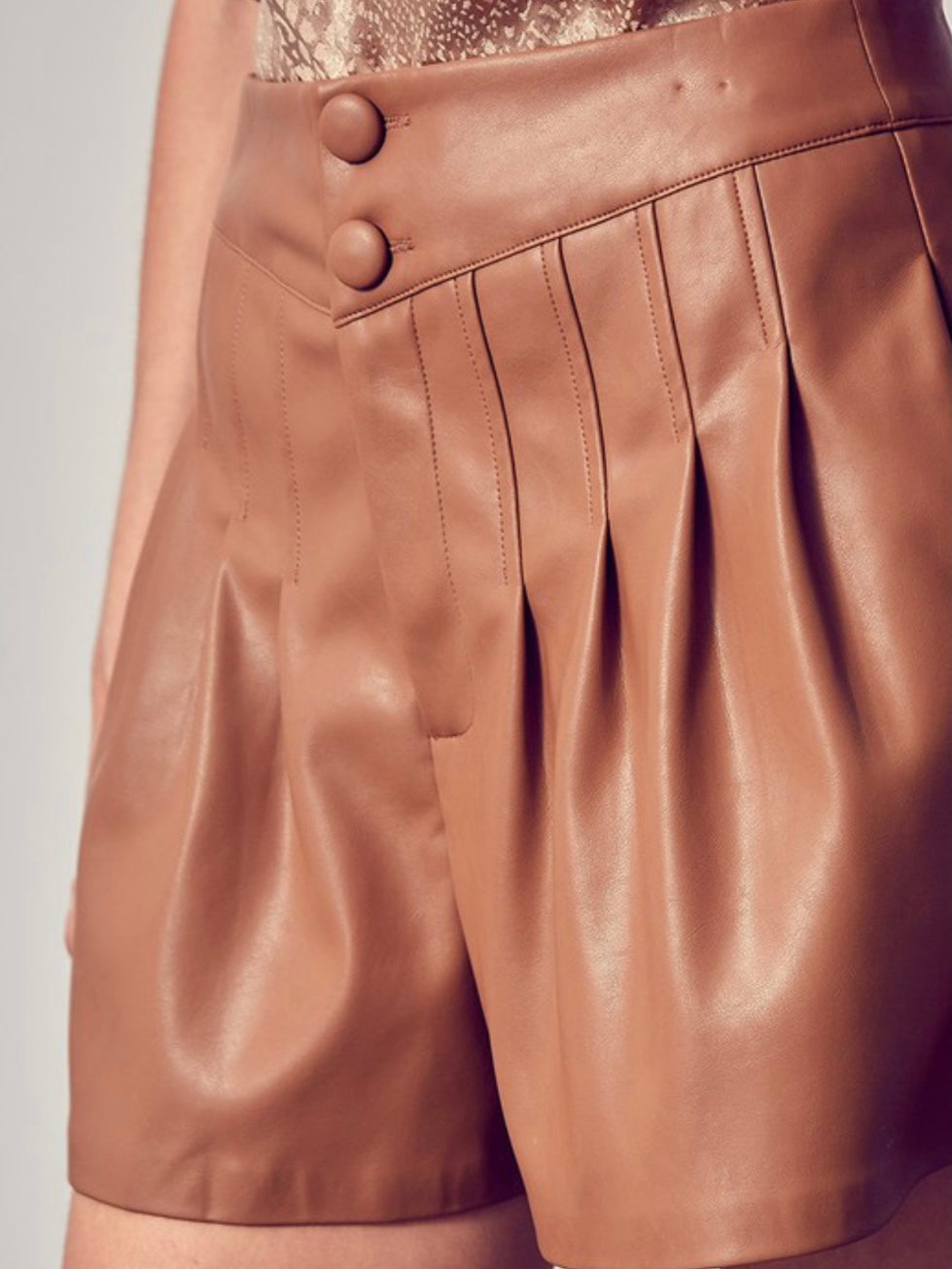 Leatherette Paperbag Shorts