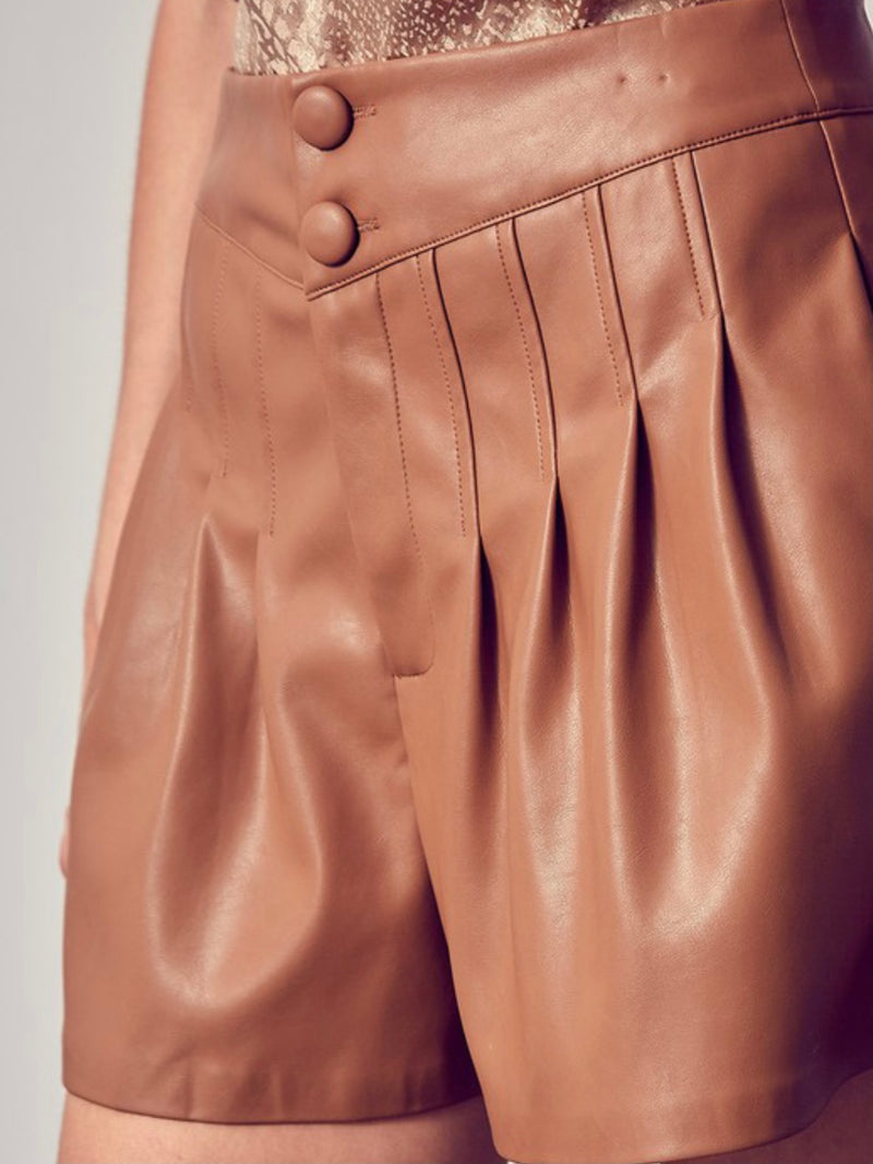 Leatherette Paperbag Shorts