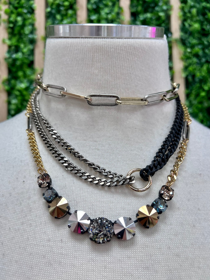 Tova Multi Strand Crystal Necklace