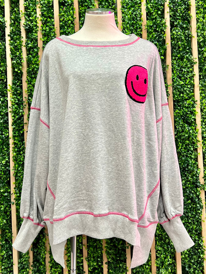 Smiley Patch Sweater Top
