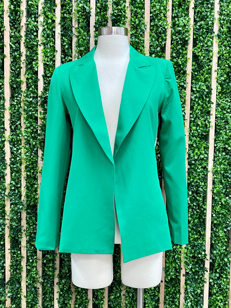 Rhinestone Trim Emerald Blazer