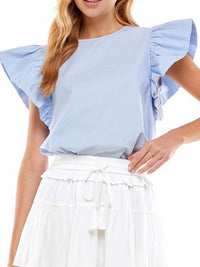 Baby Blue Ruffle Sleeve Top