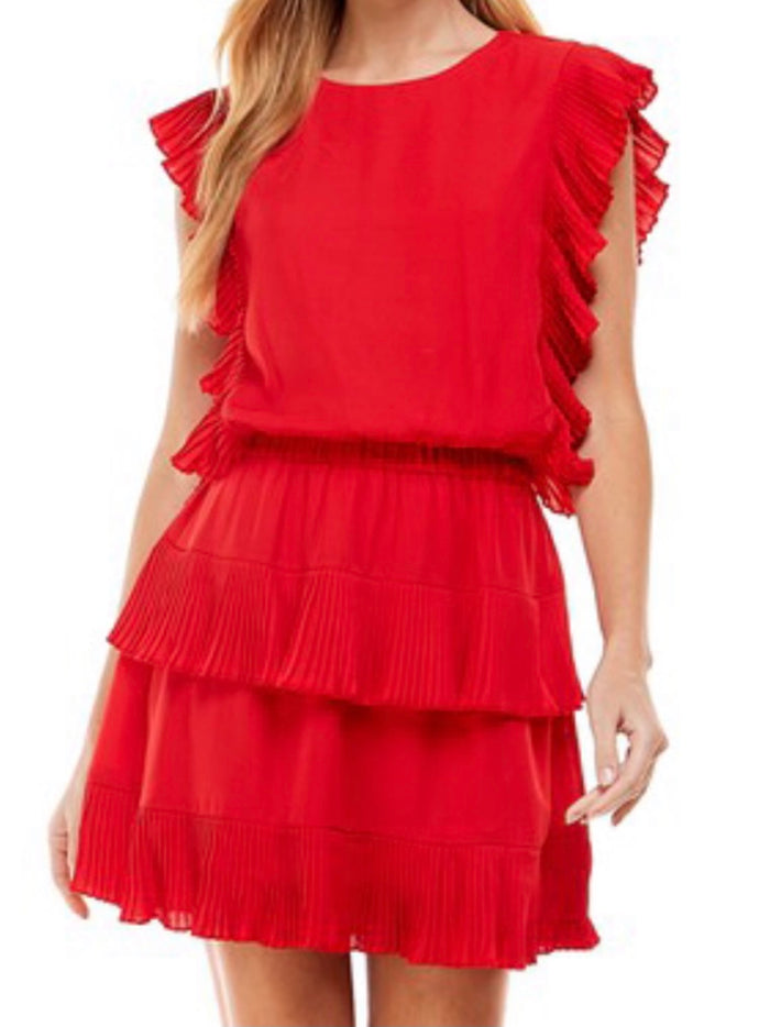 Pleated Ruffle Detail Dress