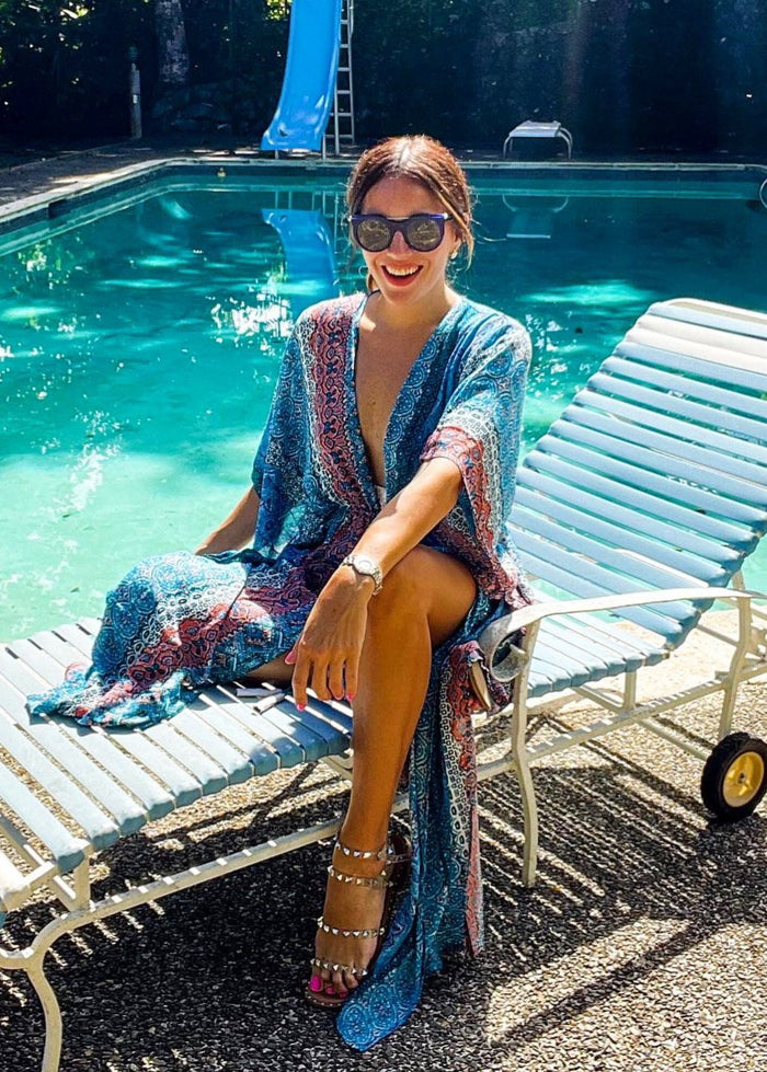 Blue Boho Open Kaftan