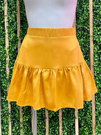 Satin Finish Ruffled Skort