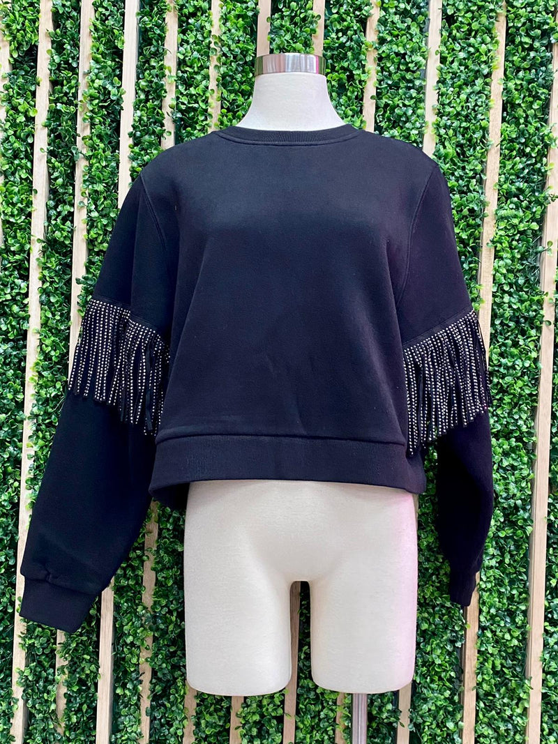 Black Back Fringe Sweater