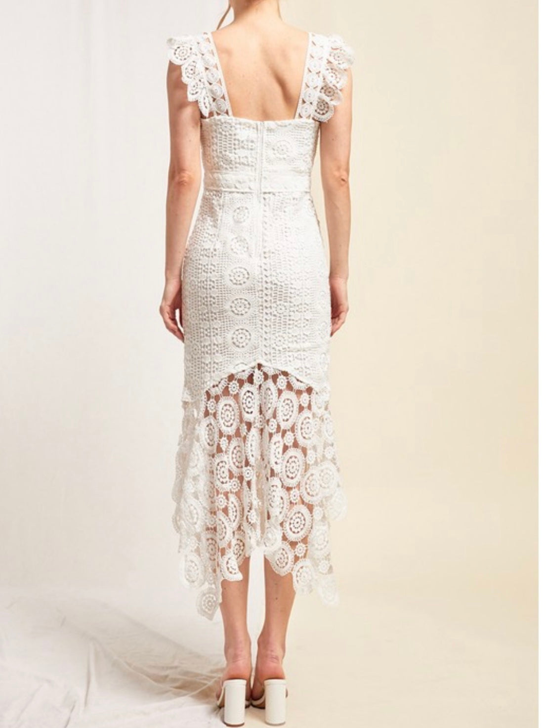 Delicate White Lace Midi Dress