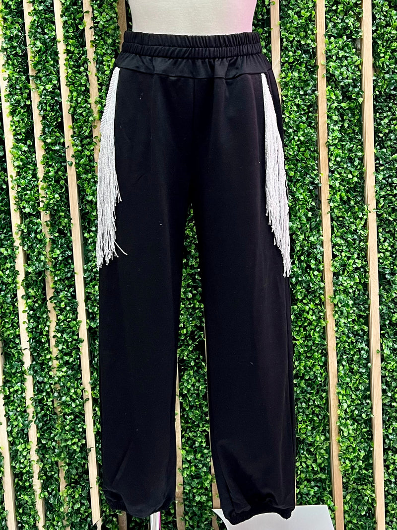 Silver Fringe Jogger Set