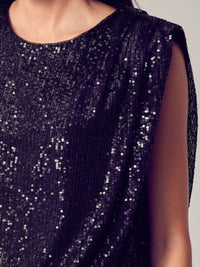 Sequin Muscle Sleeve Blouse