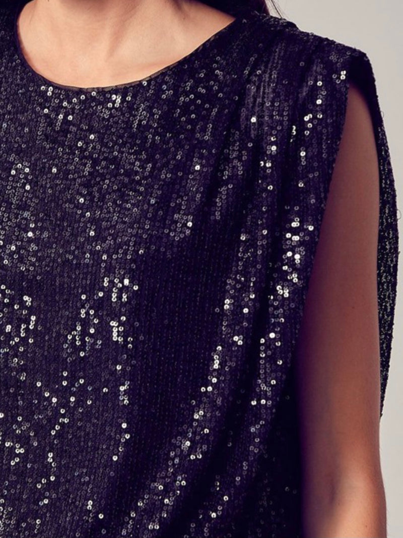 Sequin Muscle Sleeve Blouse