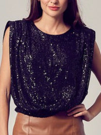 Sequin Muscle Sleeve Blouse