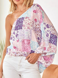 Pink Multi Patchwork One Shoulder Top