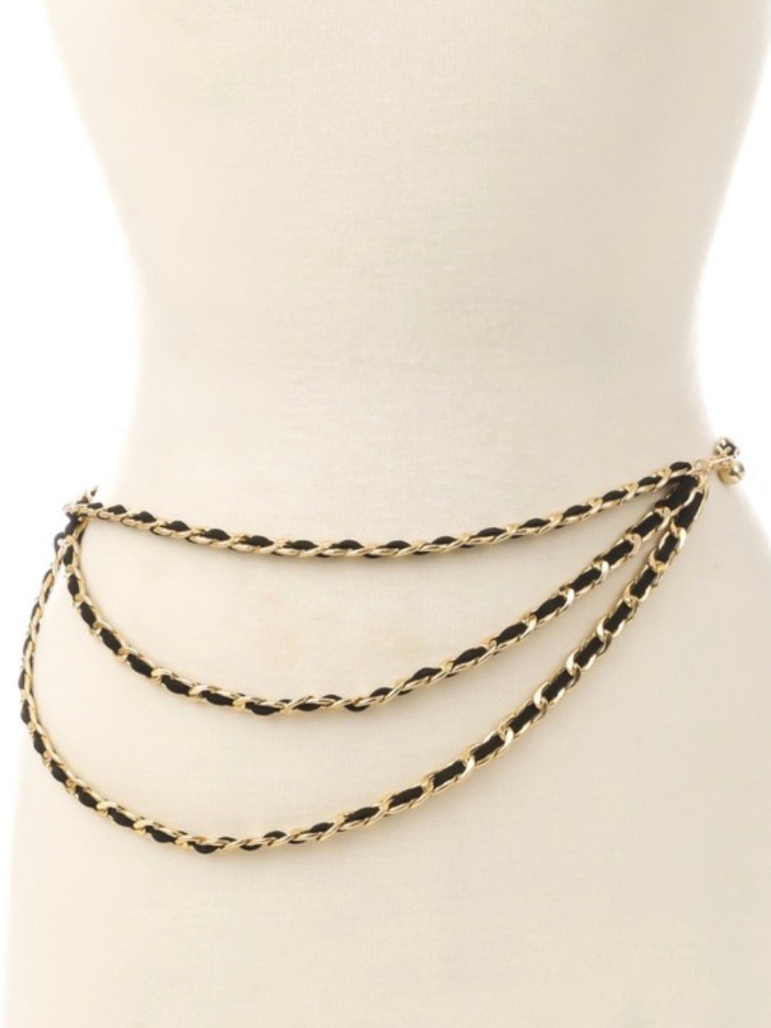 Pleather Detail Chain Belt