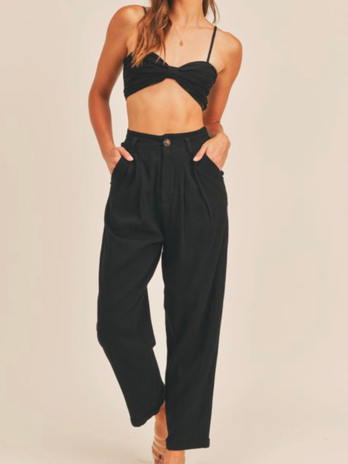 Linen Crop Top Pant Set