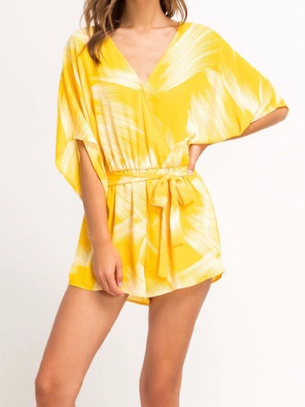 Yellow White Tie Romper