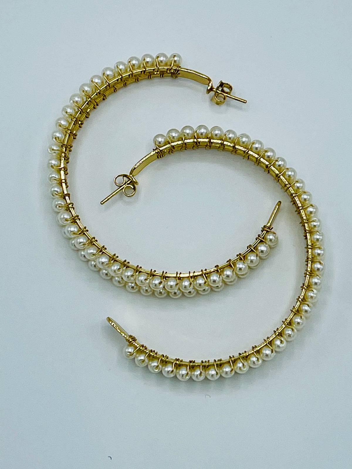 Double Pearl Hoops