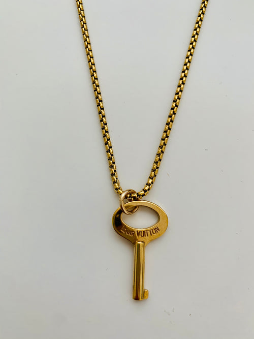 LV Padlock Key Repurposed Gold Necklace