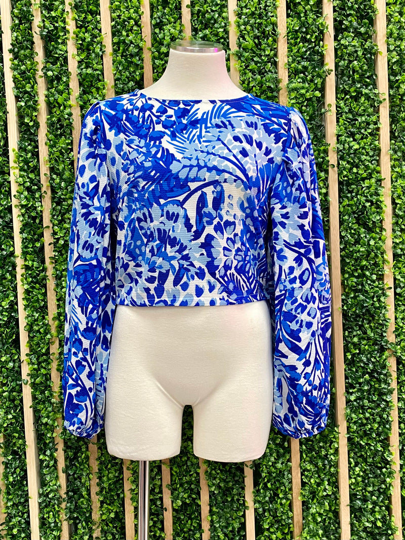 Paradise Blue Balloon Sleeves Top