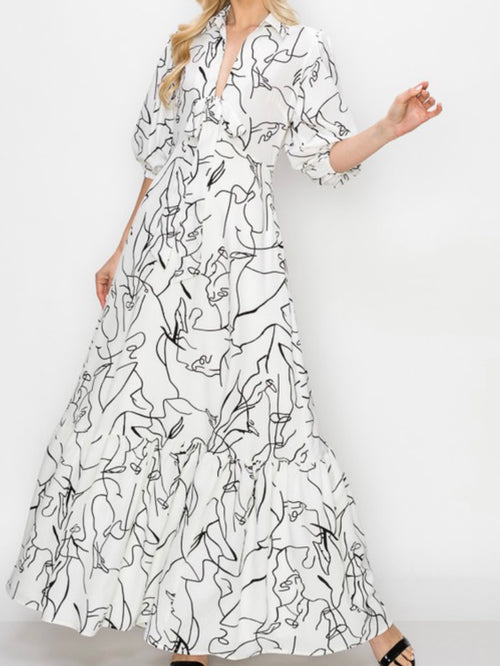 Scribble Print Maxi Dress