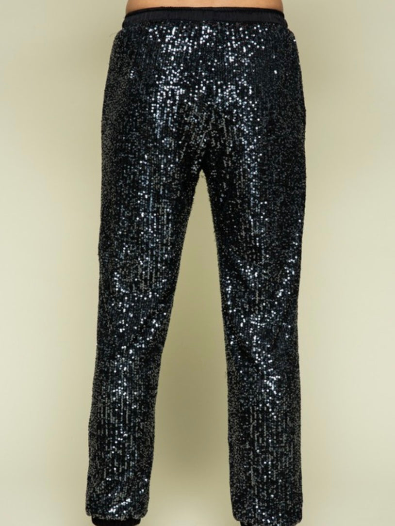 Charcoal Black Sequin Jogger