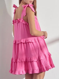 TIe Shoulder Straps Tiered Short Dress