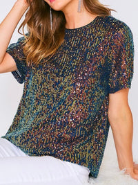 Sequin Round Neck Top