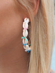 Multicolor Shell Hoop Earrings