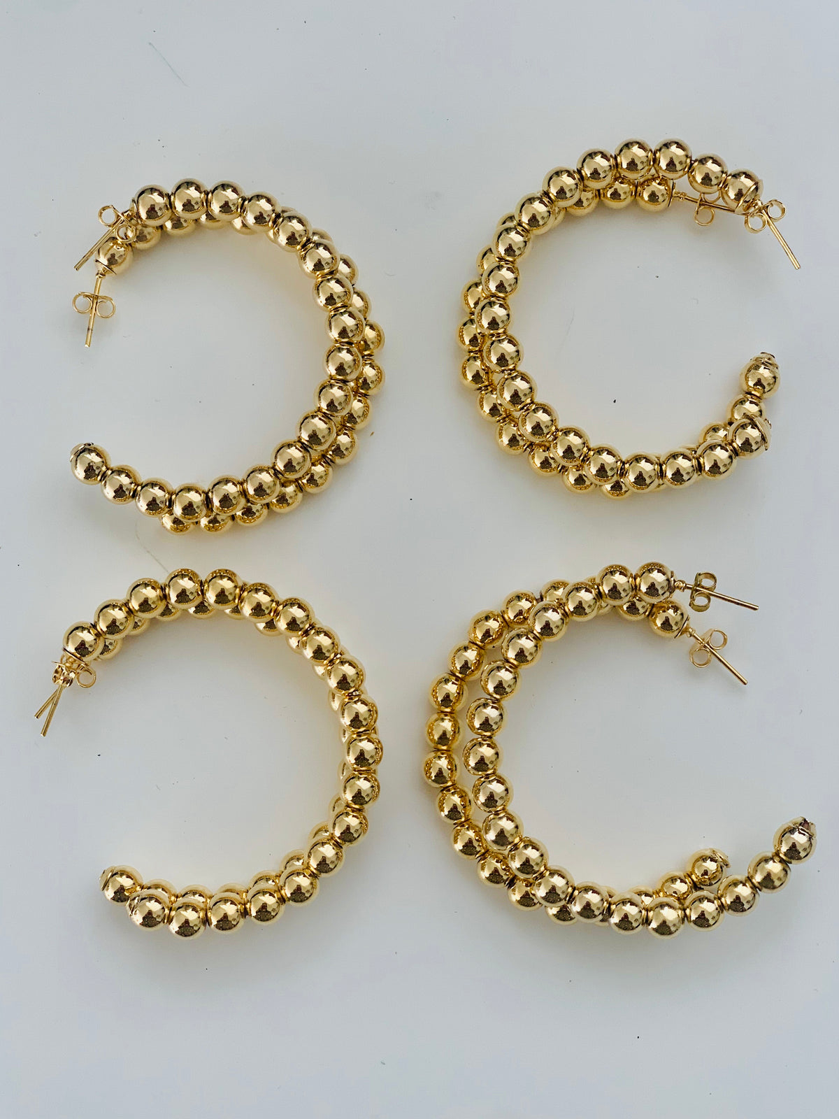 Gold Beaded Hoops