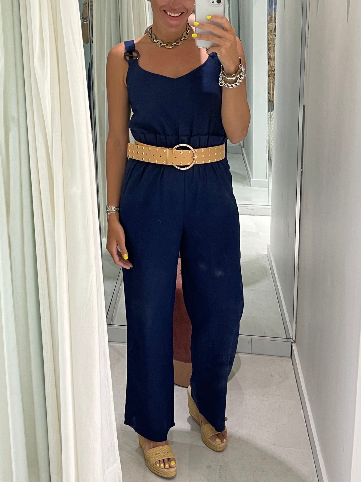 Belted Linen Jumpsuit