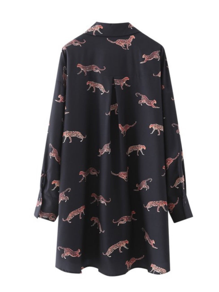 Tiger Print Blouse Dress