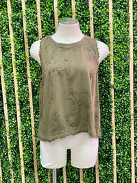 Ivy Green Peony Tank Top