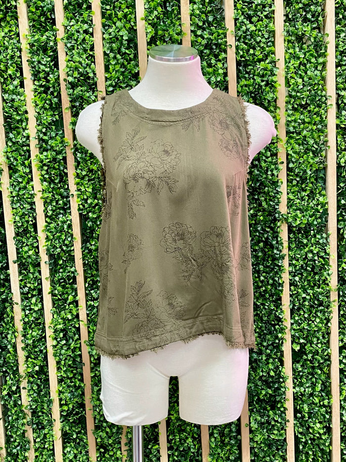 Ivy Green Peony Tank Top