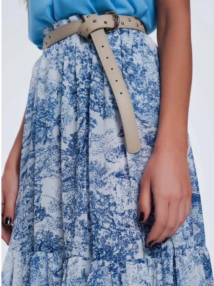 Blue Print chiffon Skirt