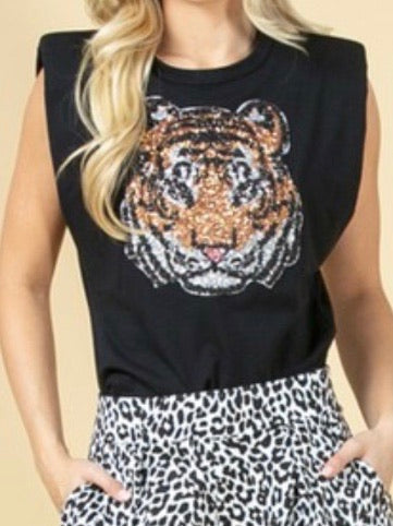 Sequin Patch Muscle Tee