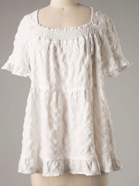 White Short Sleeve Tiered Top