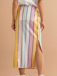 Sequin Striped Midi Skirt