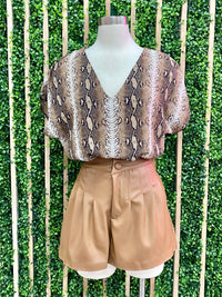 Brown Snake V Neck Top