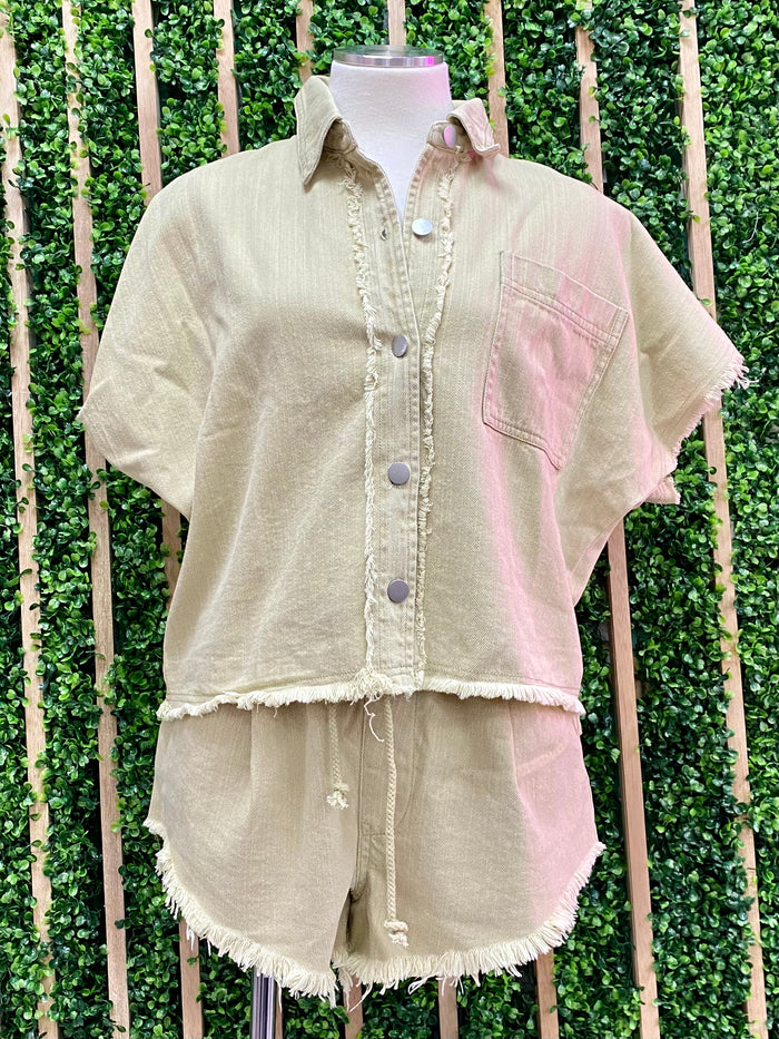 Natural Cap Sleeve Short Pant Set