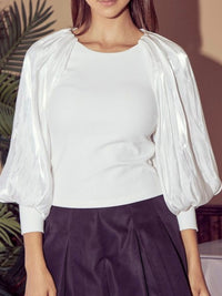 Satin Puff Sleeve Top