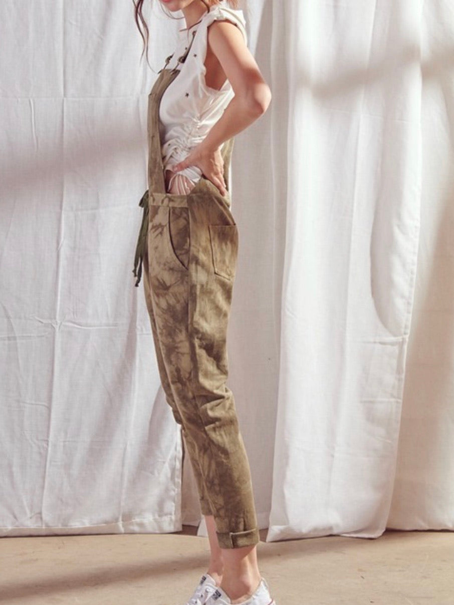 Olive Tie Dye Overall