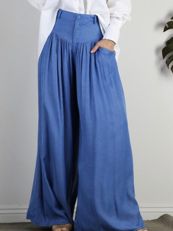 High Waist Denim Palazzo