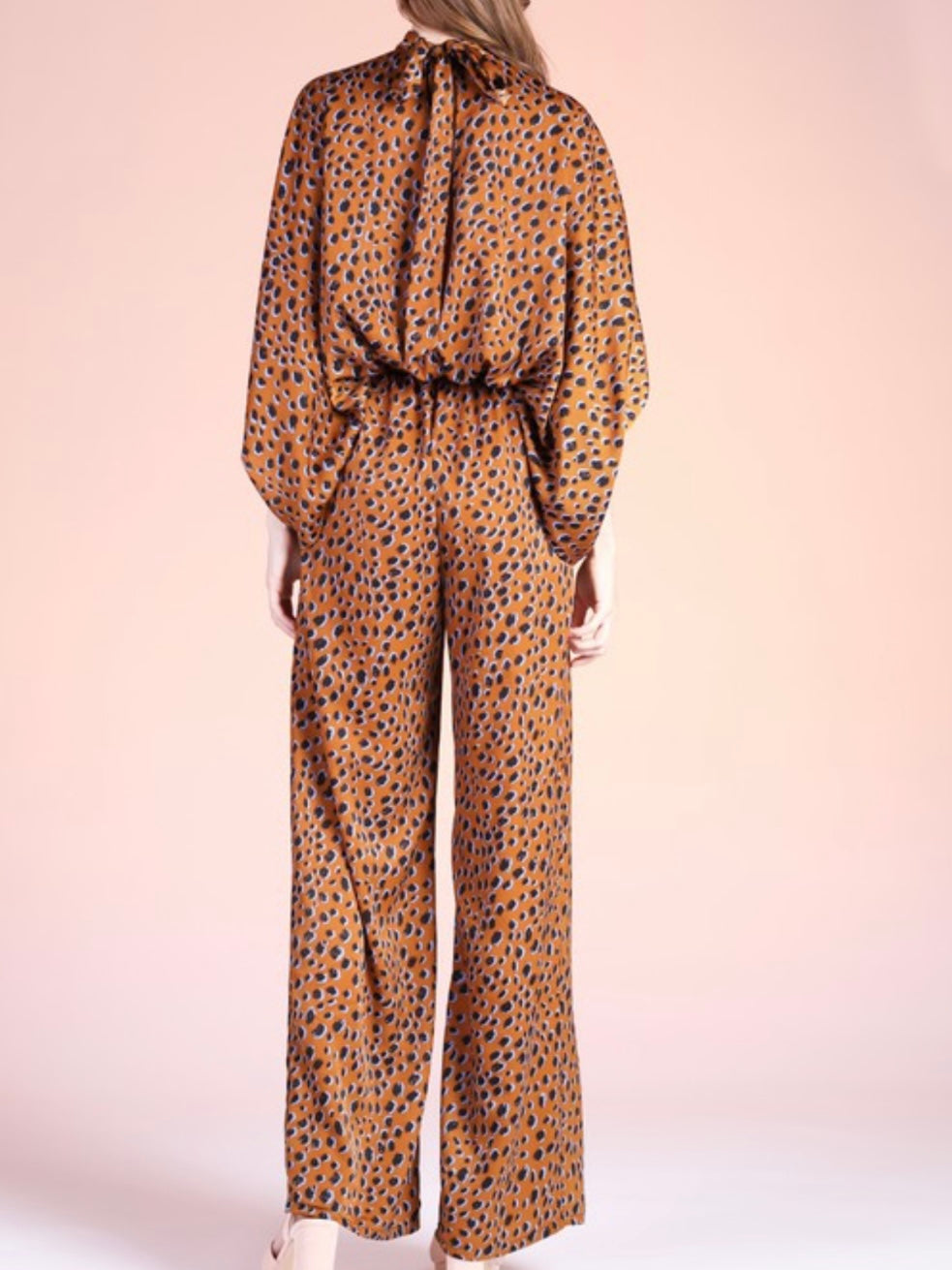 Camel Print High Neck Jumpsuit