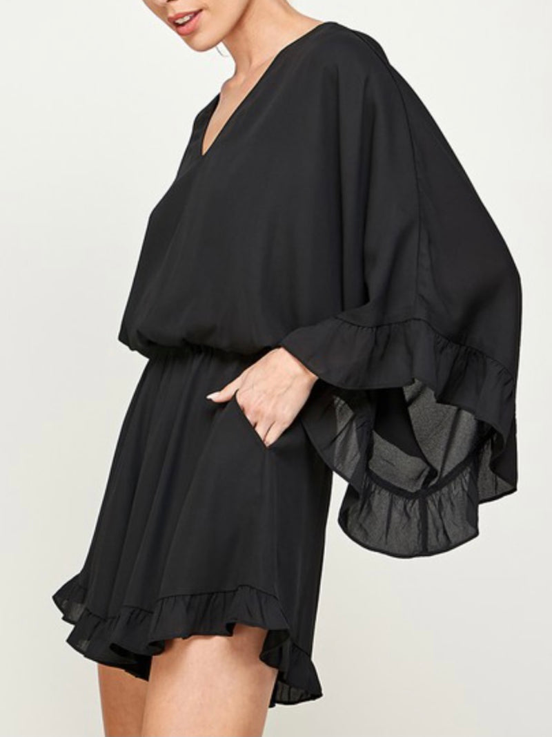 Black Ruffled Romper