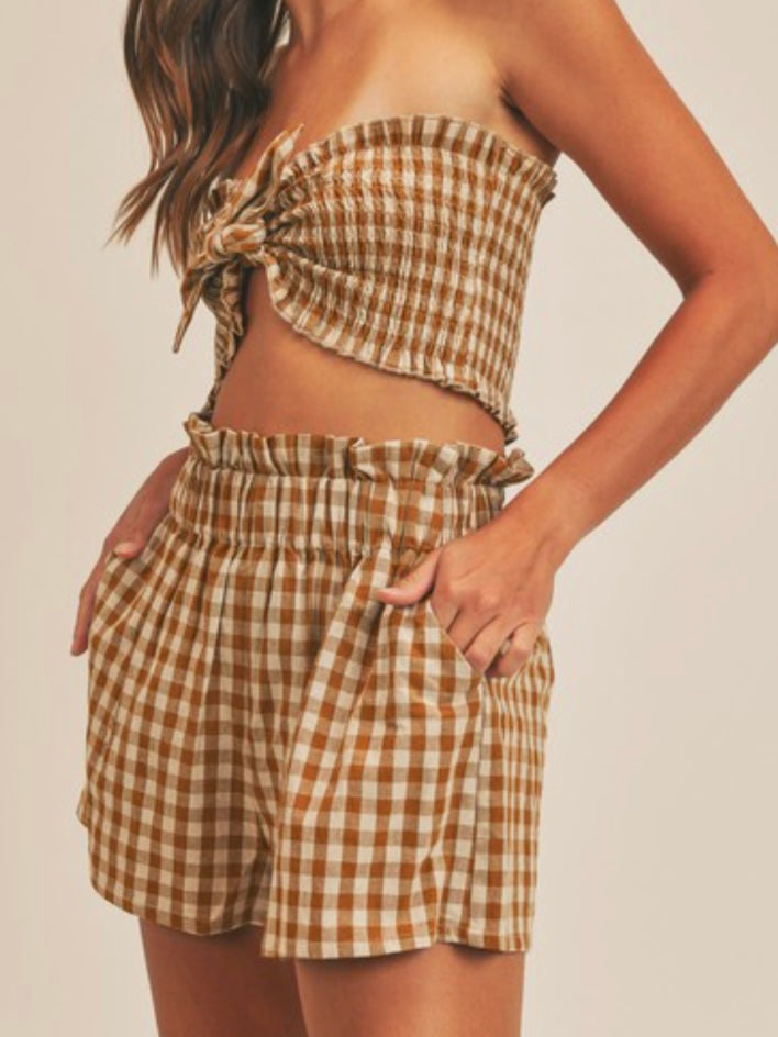 Dark Mustard Crop Short Pant Set