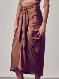 Elegant Front Tie Midi Skirt