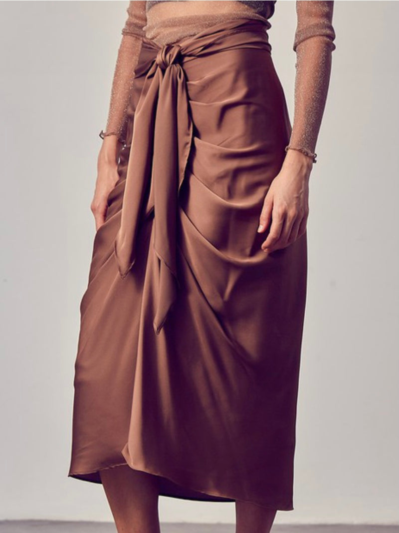 Elegant Front Tie Midi Skirt
