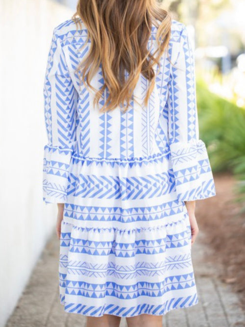 Blue Morrocan Print Short Dress
