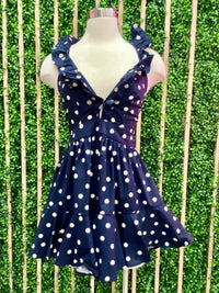 Navy Polka Dot Halter Romper