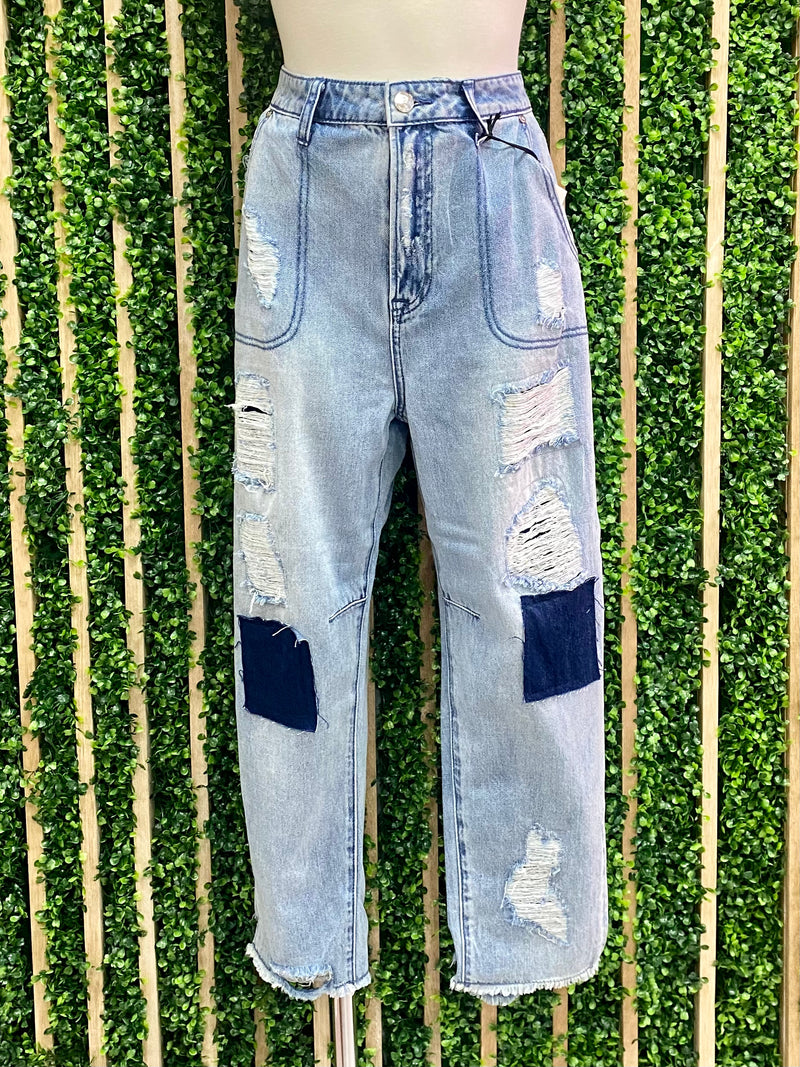 Slouch Patched Jeans