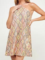 Exquisite Diamond Pattern Rhinestone Short Dress
